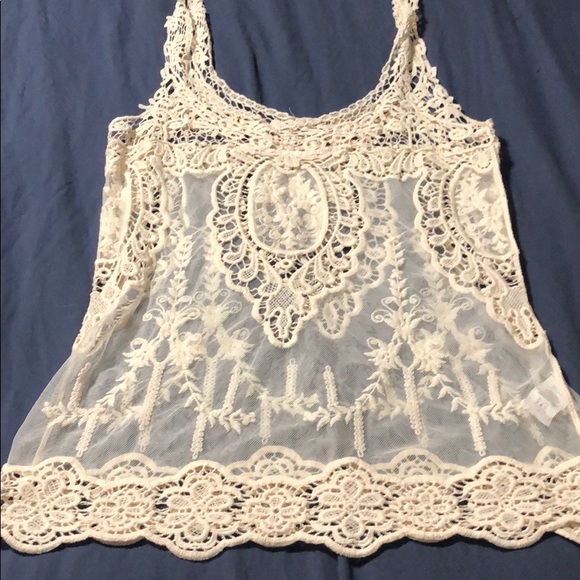 phase one Tops - "PHASE ONE" Mesh crochet tank top